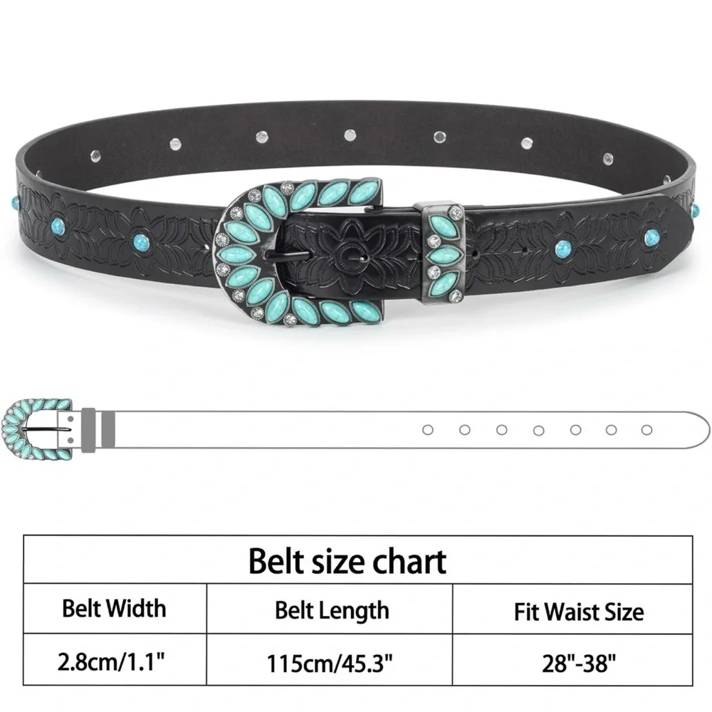 Black and Turquoise Embellished Women's Belt
